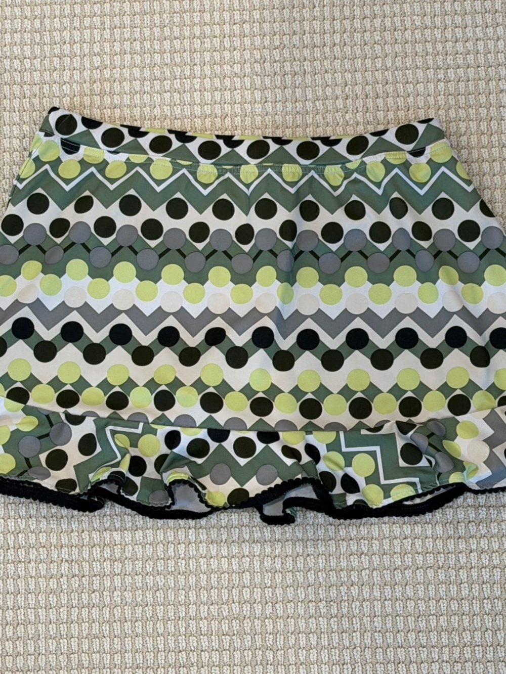 Fila Tennis Pickleball skirt size L Large green white black polka dot ruffle